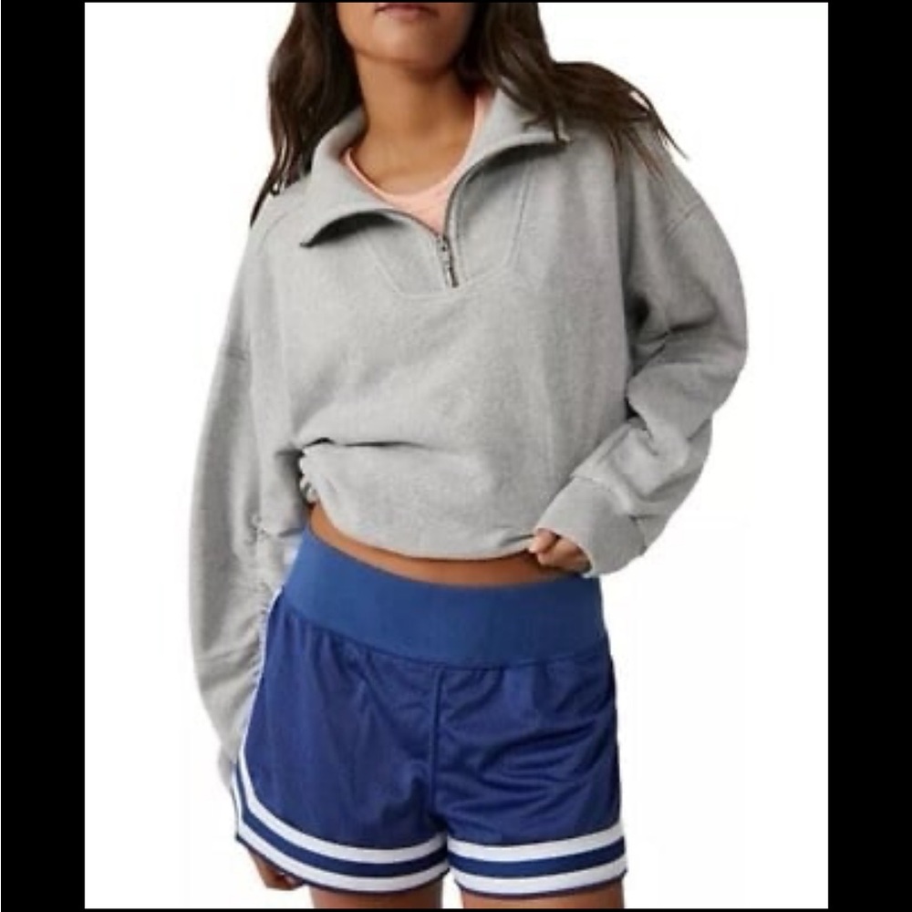 Free People Movement Valley Girl Quarter Zip Sweatshirt Size XS Gray